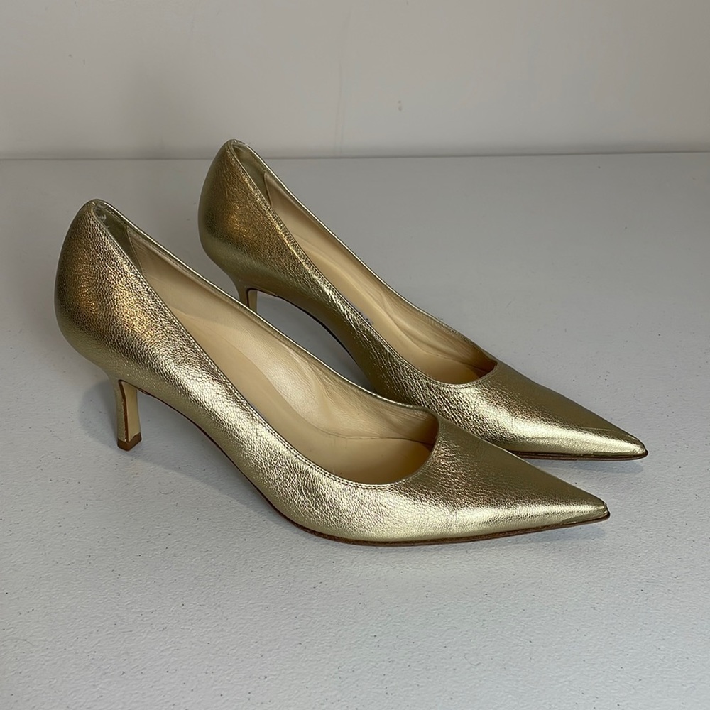 Metallic Gold Pointed-Toe Women's Heels